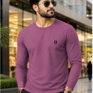 VeBNoR Men Self Design Round Neck Cotton Blend Purple T-Shirt