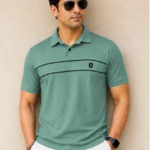 VeBNoR Men Solid Polo Neck Polyester Light Green T-Shirt