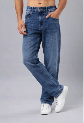 SDFLY Men Straight Fit Mid Rise Dark Blue Jeans